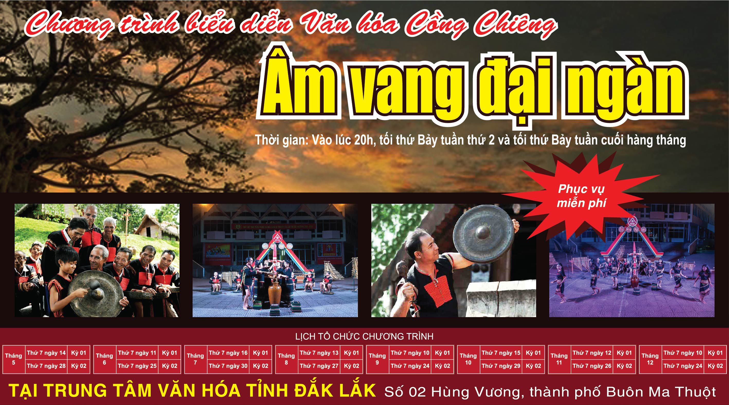 Thông báo không tổ chức một số kỳ Chương trình biểu diễn Văn hóa Cồng chiêng phục vụ Nhân dân và du khách năm 2022